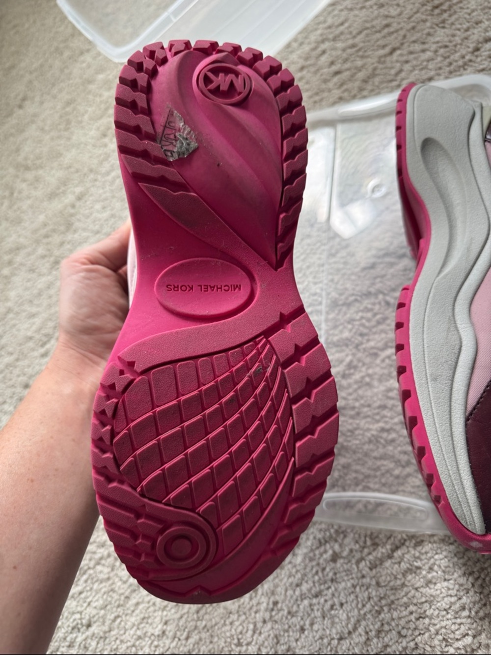 Michael Kors Pink, Cream & Brown Platform Sneakers - Picture 9 of 11